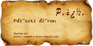 Pászti Áron névjegykártya