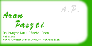 aron paszti business card